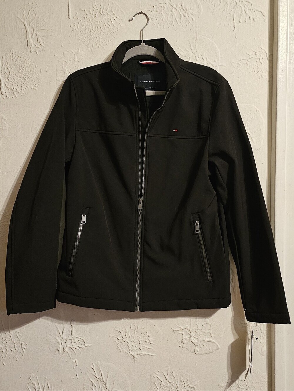 Tommy Hilfiger Black Zip-Front Softshell Jacket Small NWT